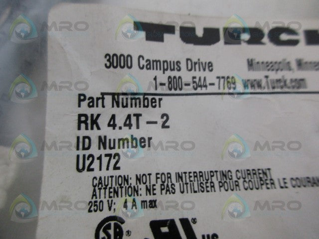 TURCK RK4.4T-2 CORDSET *NEW IN FACTORY BAG*