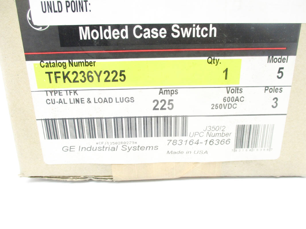 GENERAL ELECTRIC TFK236Y225 225A 600VAC NSFS