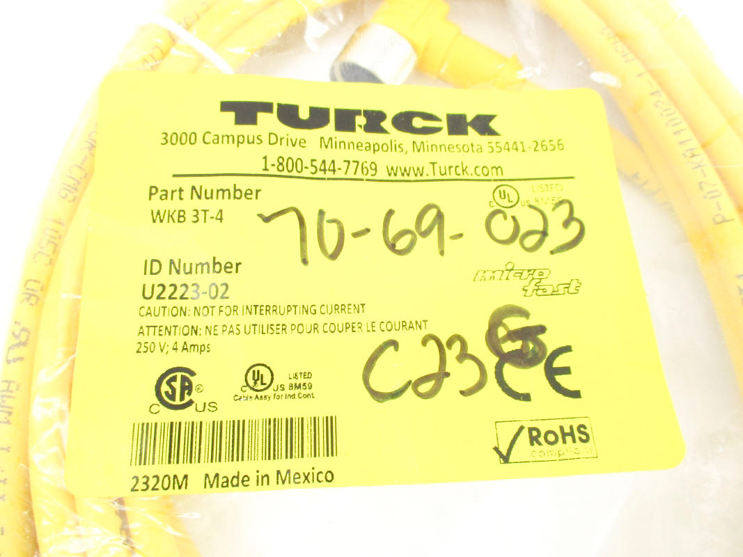 TURCK WKB3T-4 U2223-02 250V 4A NSMP