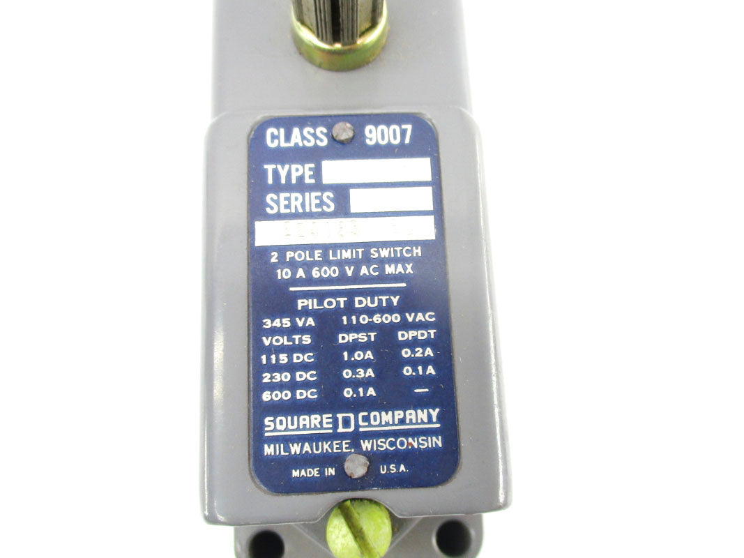 SQUARE D 9007AW18 SER. B 600VAC 10A NSNP