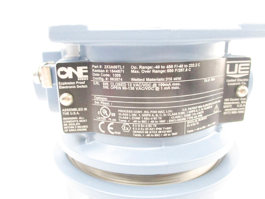 UNITED ELECTRIC 2X3A00TL1 90-130VAC/DC 550'F/287.8'C NSNP