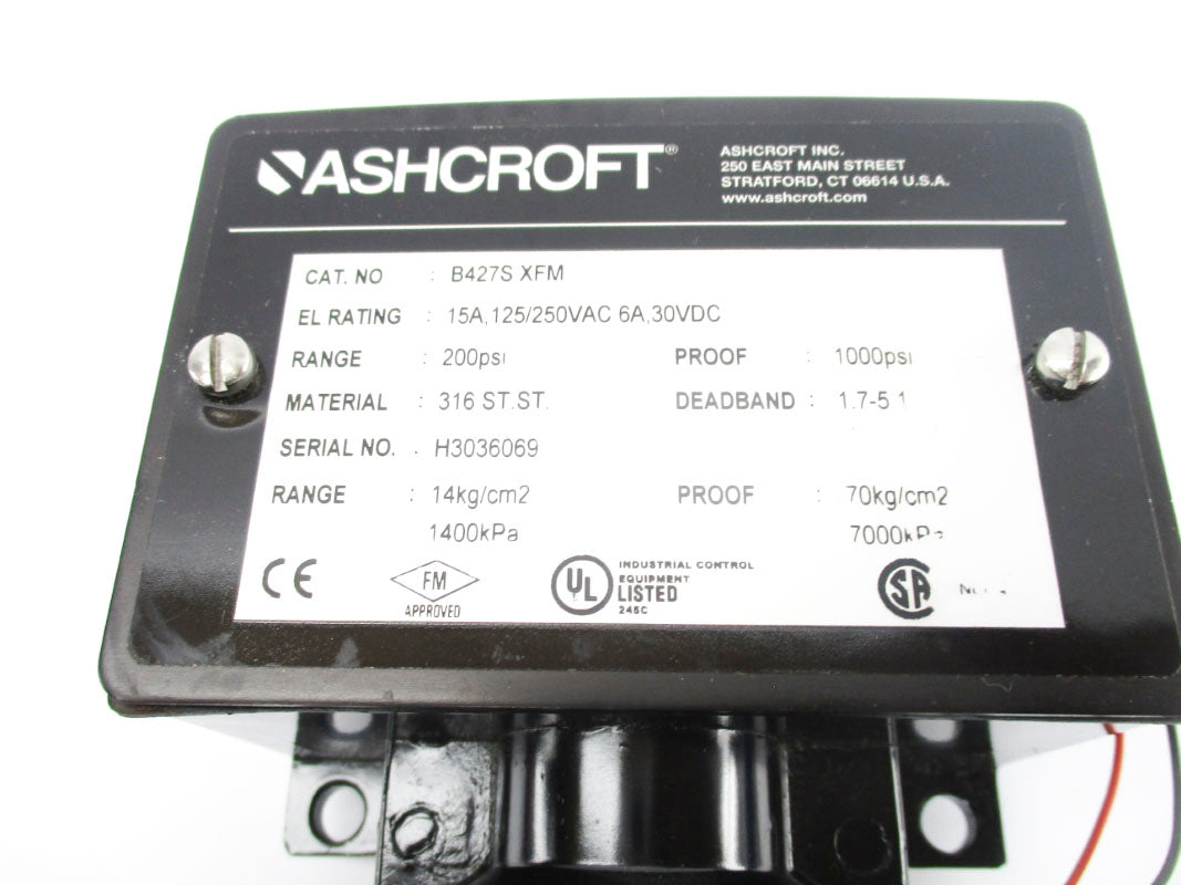ASHCROFT B427SXFM 250VAC 15A 200PSI NSNP