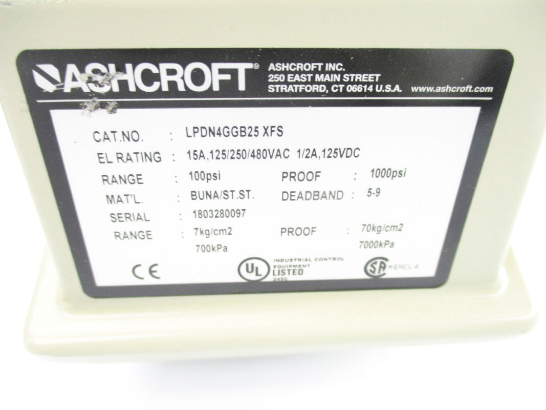 ASHCROFT LPDN4GGB25XFS 480VAC 15A 100PSI NSNP