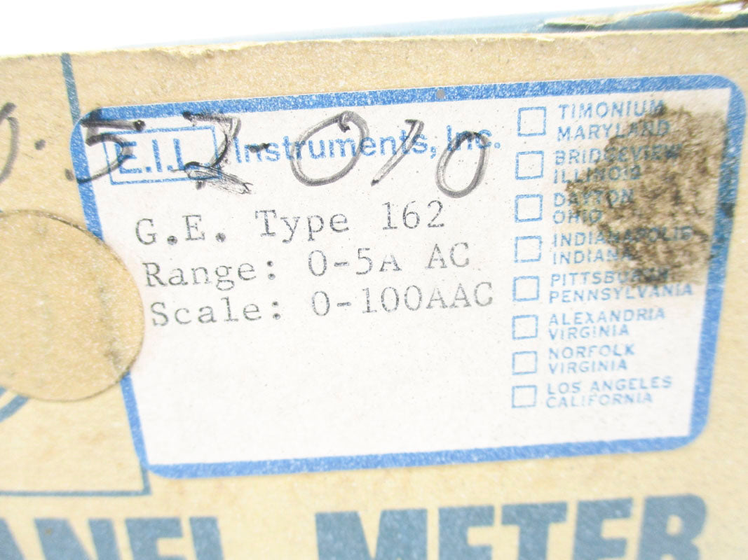GENERAL ELECTRIC 162 0-5A 0-100AC NSMP
