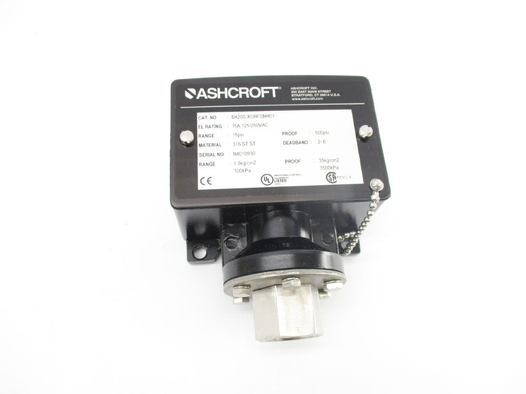 ASHCROFT B420SXCHFSNH07 250VAC 15A 15PSI NSMP