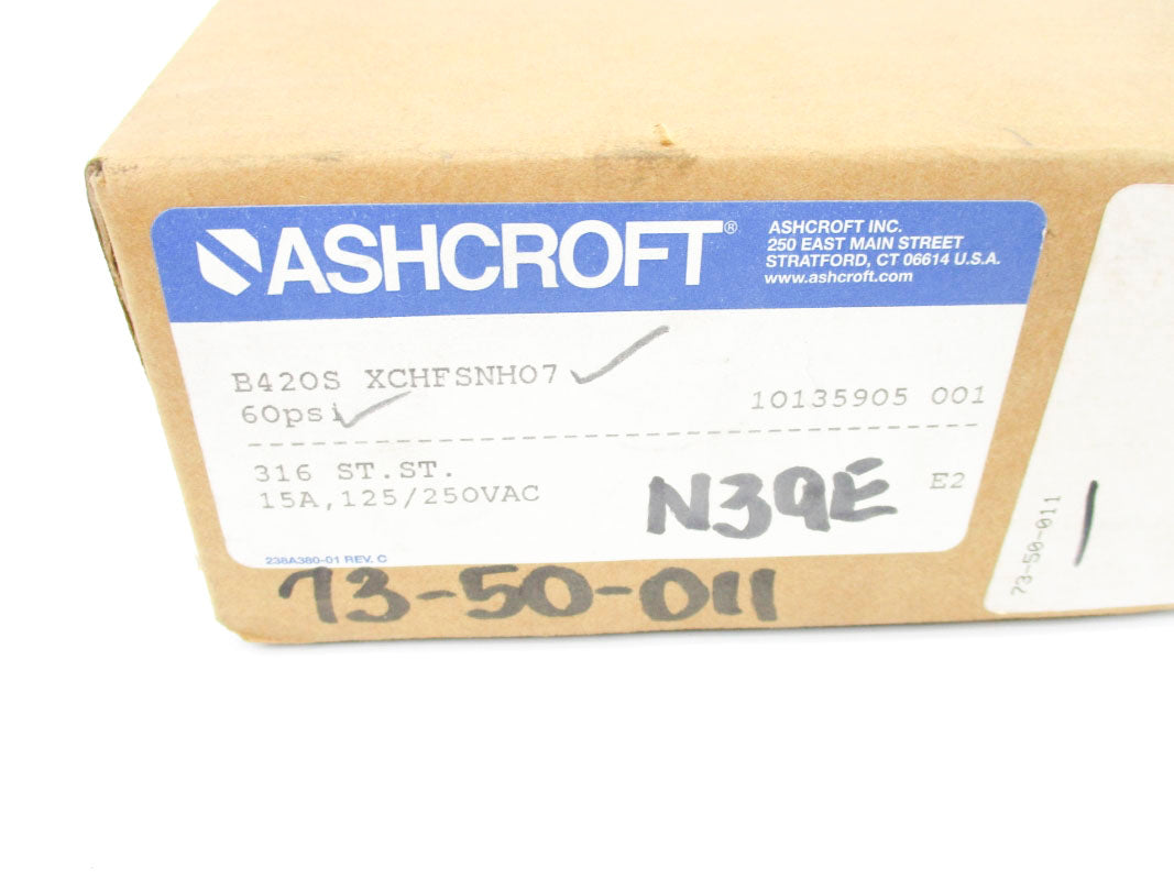 ASHCROFT B420SXCHFSNH07 250VAC 15A 60PSI NSMP