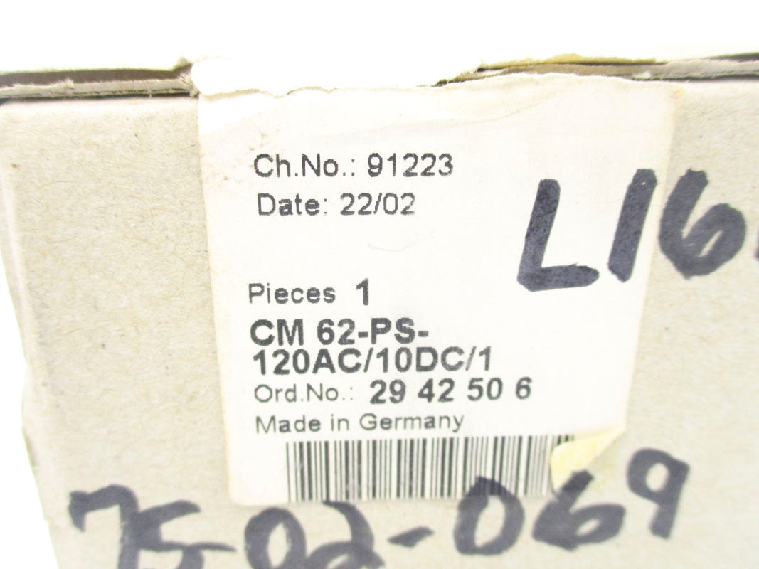PHOENIX CONTACT CM62-PS-120AC/10DC/1 2942506 120VAC 1A NSMP