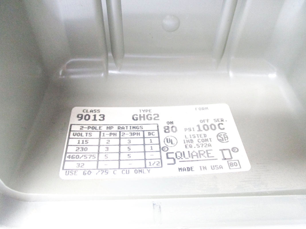 SQUARE D 9013GHG2 SER. C 575V 80/100PSI 75'C UNMP