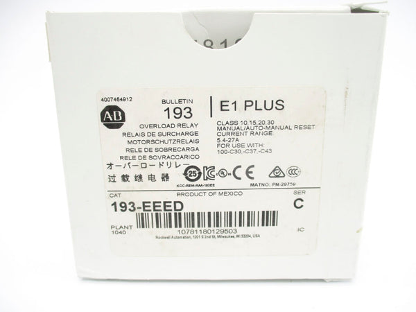ALLEN BRADLEY 193-EEED SER. C 5.4-27A (WH) NSMP