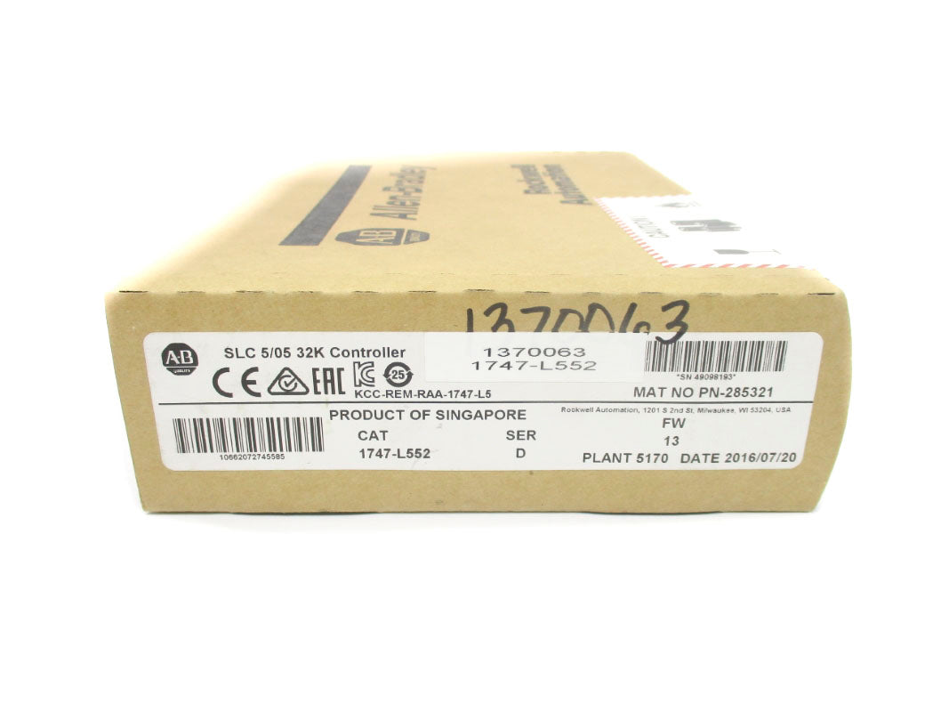 ALLEN BRADLEY 1747-L552 SER. D F/W 13 DATE: 2016 NSFS
