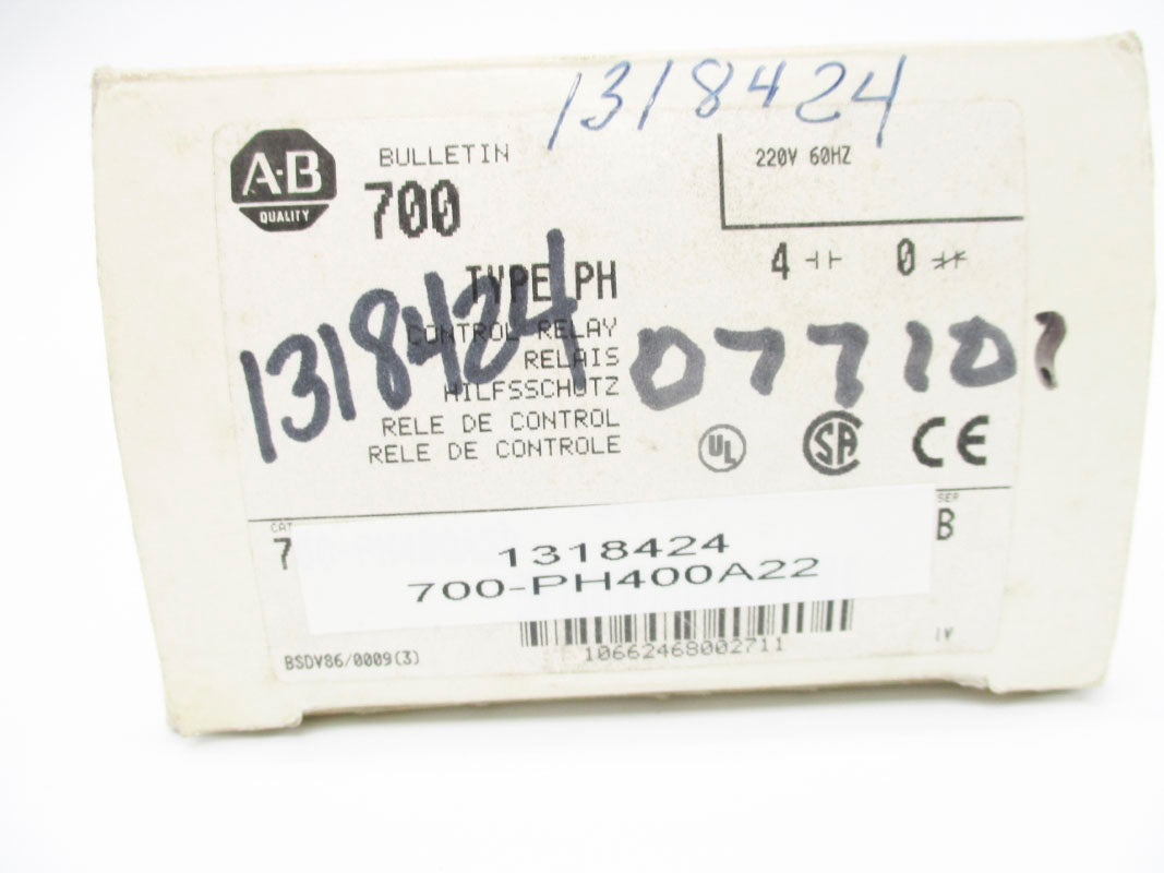 ALLEN BRADLEY 700-PH400A22 SER. B 220V (WH) NSMP