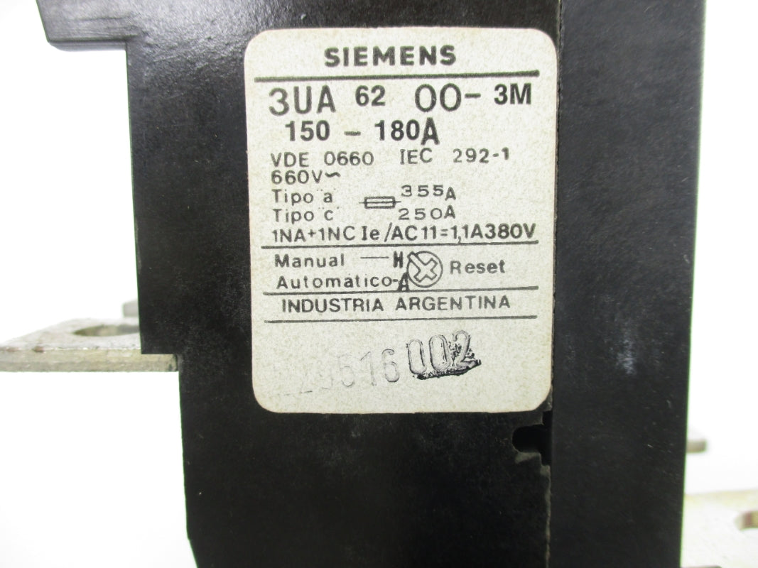 SIEMENS 3UA6200-3M 660V 150-180A NSNP