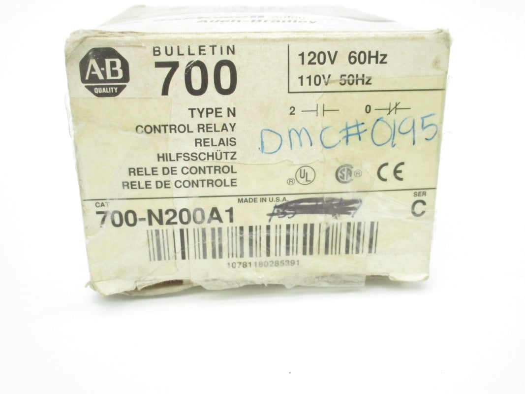 ALLEN BRADLEY 700-N200A1 SER. C 120V 60A (GY/BL) NSMP