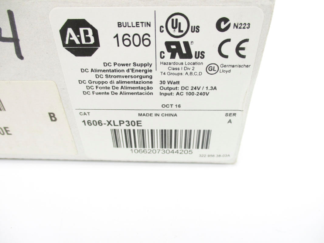 ALLEN BRADLEY 1606-XLP30E SER. B 240VAC 1.3A (WH) NSMP