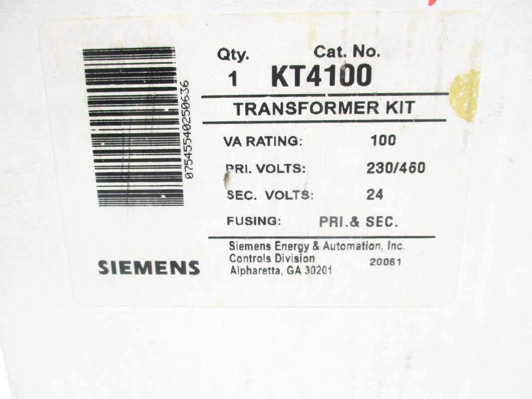 SIEMENS KT4100 24-213-116-015 460V 100VA NSMP
