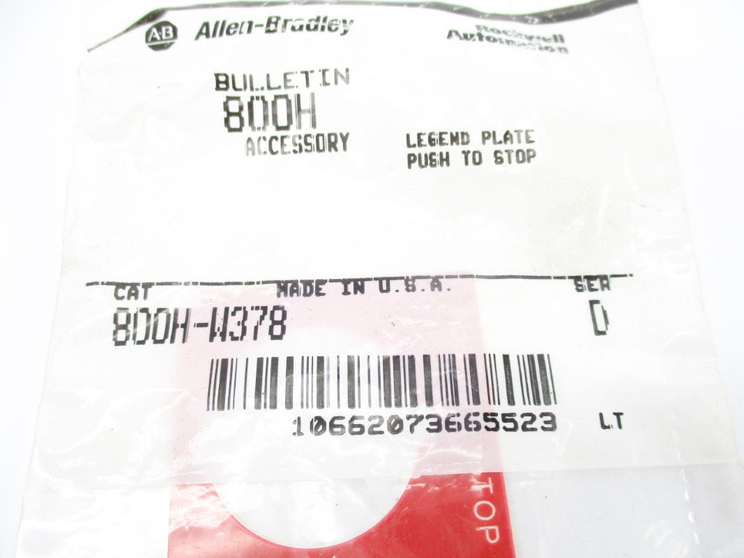 ALLEN BRADLEY 800H-W378 SER. D NSMP