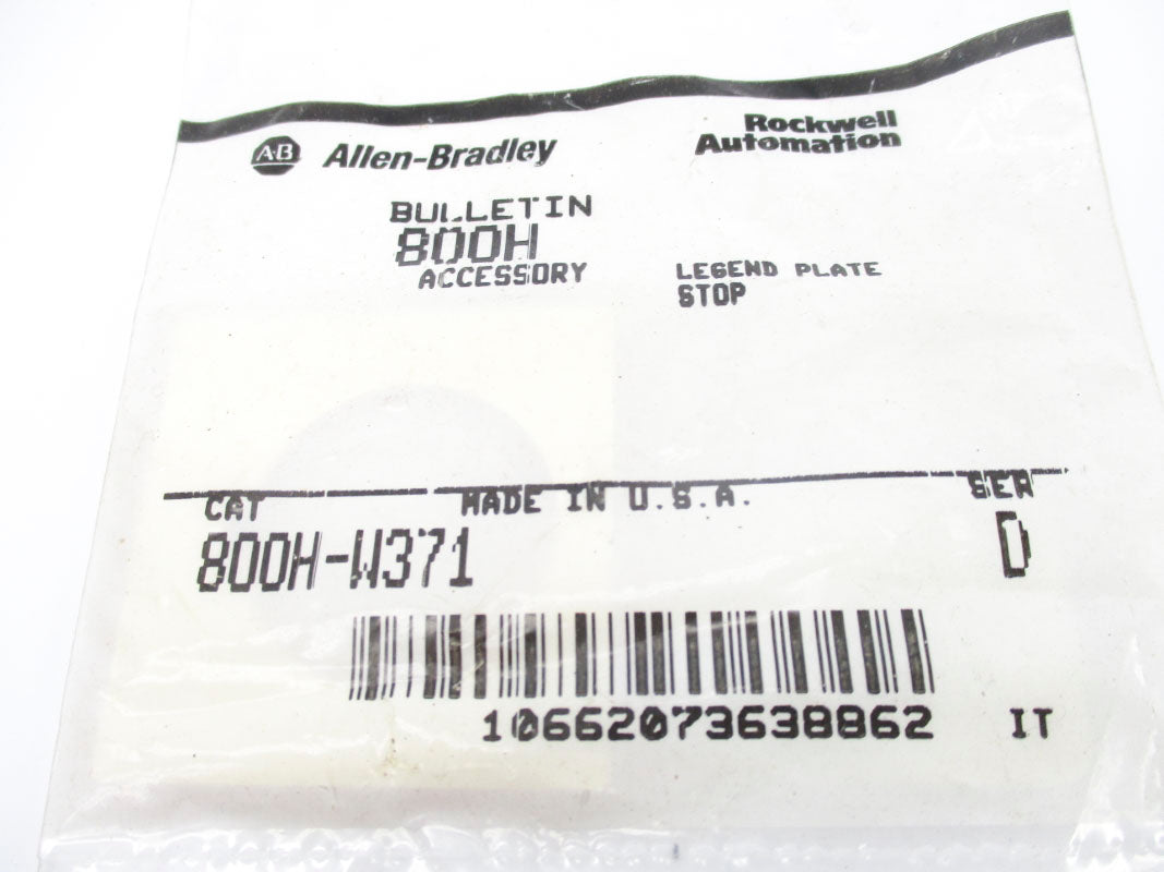 ALLEN BRADLEY 800H-W371 SER. D NSMP