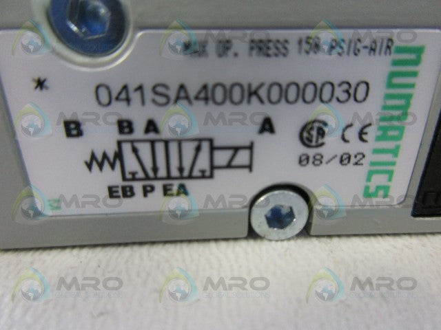 NUMATICS 041SA400K000030 DIRECTIONAL CONTROL VALVE *NEW NO BOX*