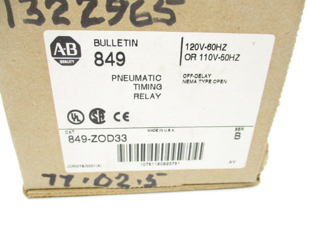 ALLEN BRADLEY 849-ZOD33 SER. B 120V 60A (BR/WH) NSMP