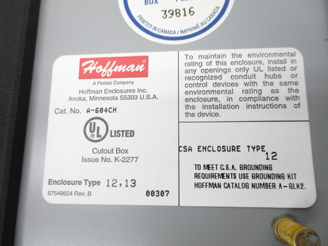 HOFFMAN A-604CH NSNP