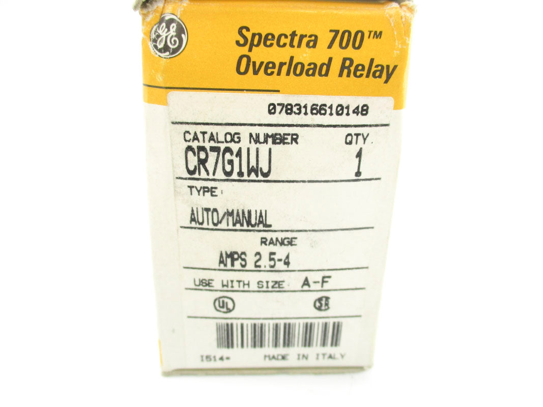 GENERAL ELECTRIC CR7G1WJ 600VAC 2.5-4.0A NSMP