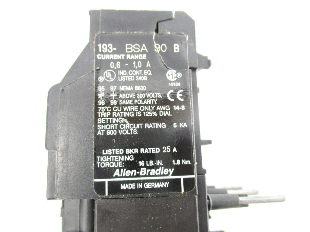 ALLEN BRADLEY 193-BSA90 SER. B 600V 0.6-1.0A UNMP