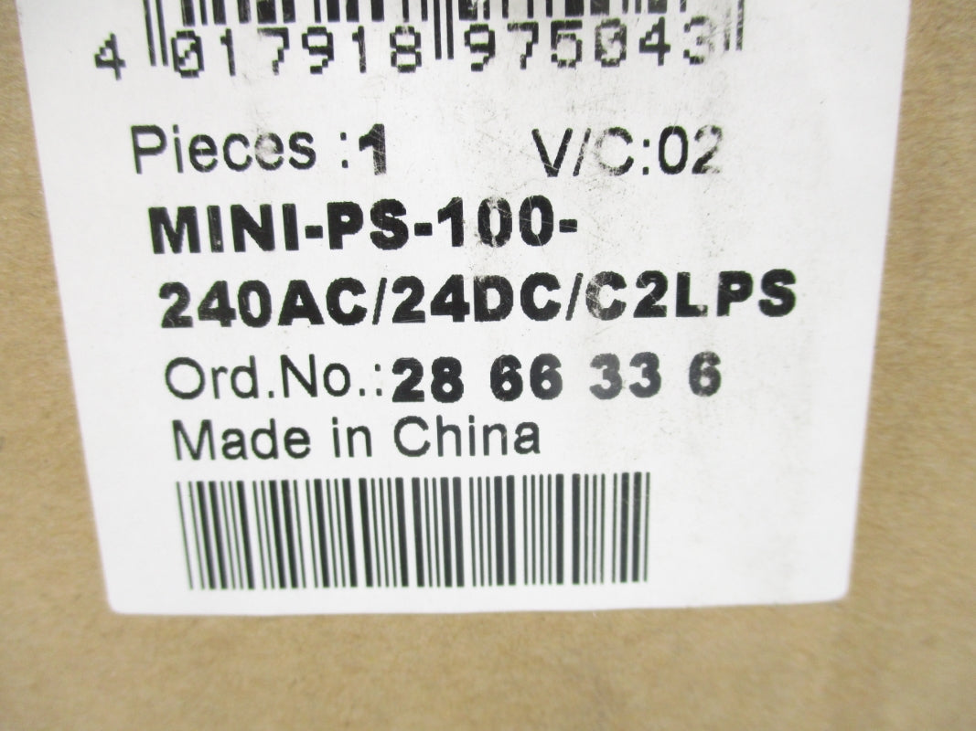 PHOENIX CONTACT MINI-PS-100-240AC/24DC/C2LPS 2866336 85-264V 1.8A NSMP