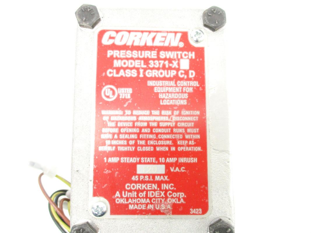 CORKEN 3371-X1 120VAC 10A 45PSI NSNP