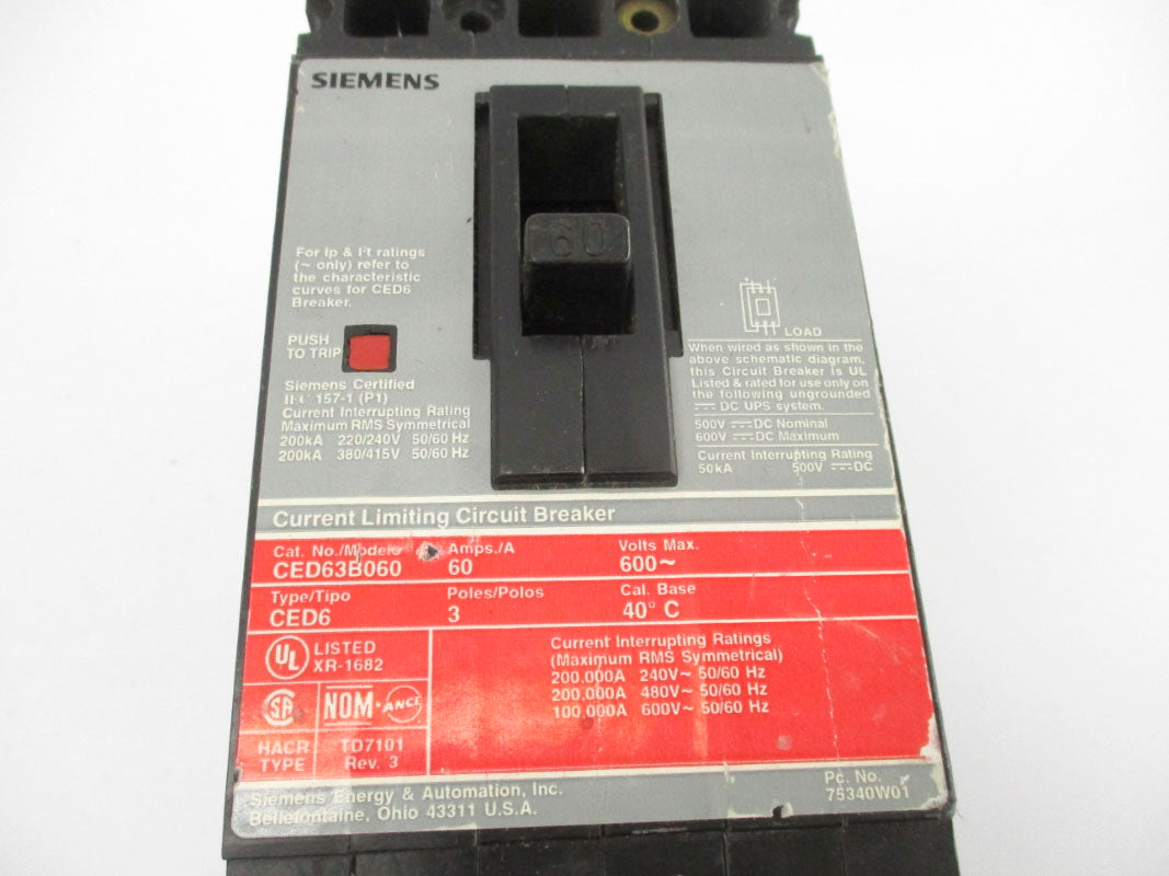 SIEMENS CED63B060 600V 60A UNMP
