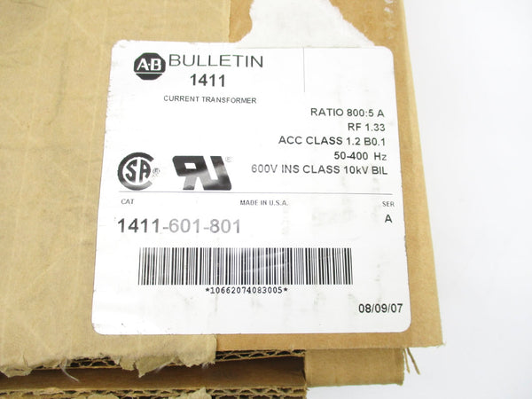 ALLEN BRADLEY 1411-601-801 SER. A 10KV NSMP