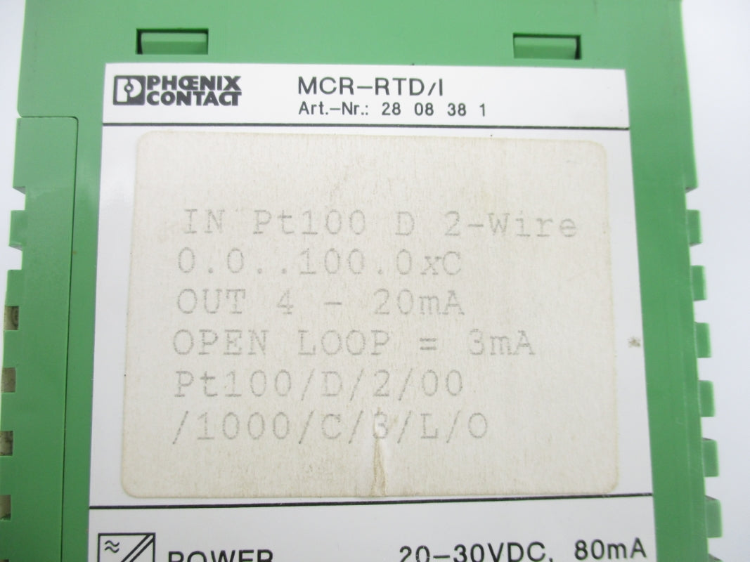 PHOENIX CONTACT MCR-RTD/I 2808381 20-30VDC UNMP