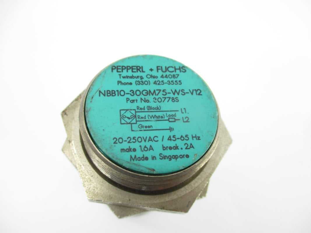 PEPPERL+ FUCHS NBB10-30GM75-WS-V12 30778S 20-250VAC .2A UNMP