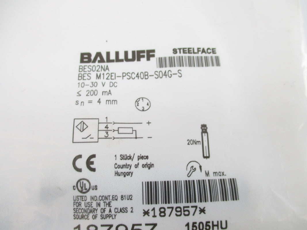 BALLUFF BESM12EI-PSC40B-S04G-S BES02NA 10-30VDC NSMP