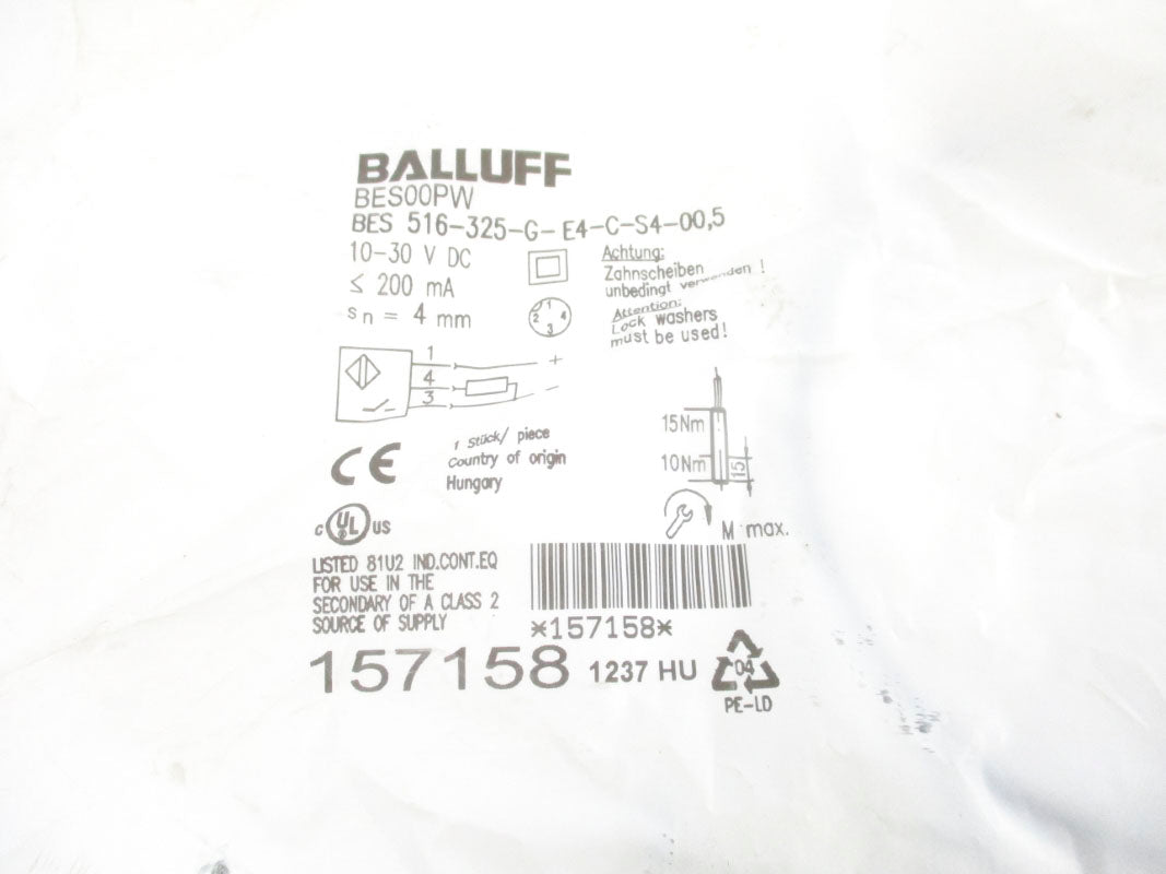 BALLUFF BES516-325-G-E4-C-S4-00.5 BES00PW 10-30VDC NSMP