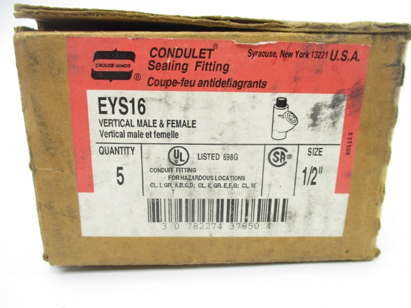 CROUSE HINDS EYS16 1/2" (PKG OF 5) NSMP