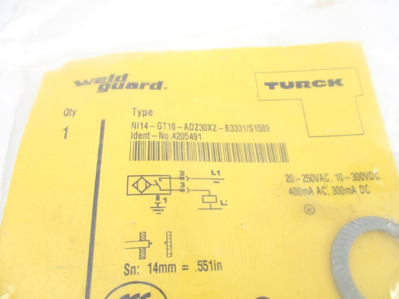 TURCK NI14-GT18-ADZ30X2-B3331/S1589 4205491 20-250VAC NSMP