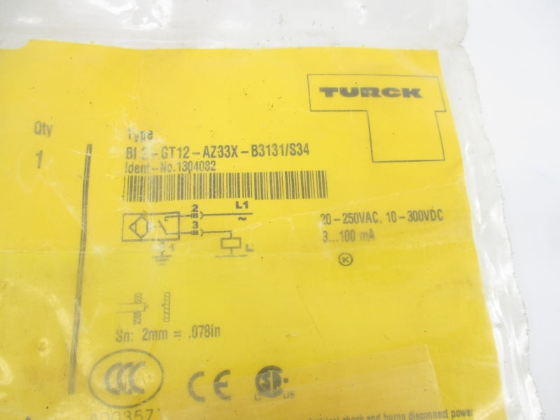 TURCK BI2-GT12-AZ33X-B3131/S34 1304082 20-250VAC NSMP