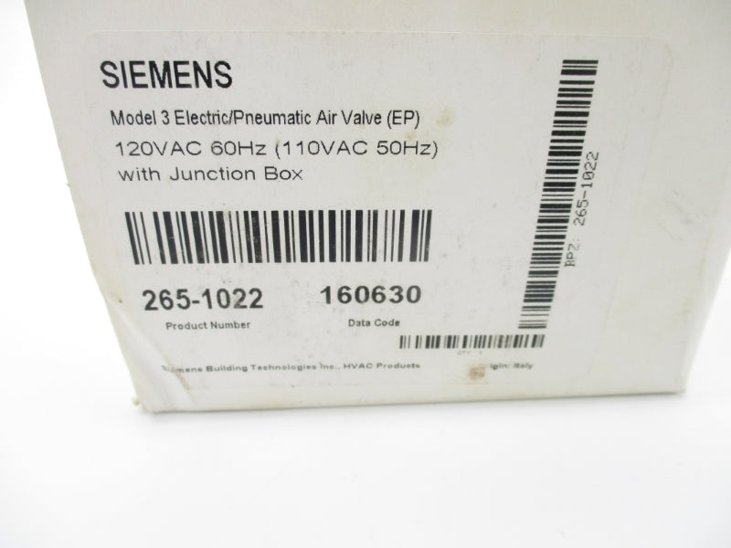 SIEMENS 265-1022 110-120VAC 50PSI NSMP