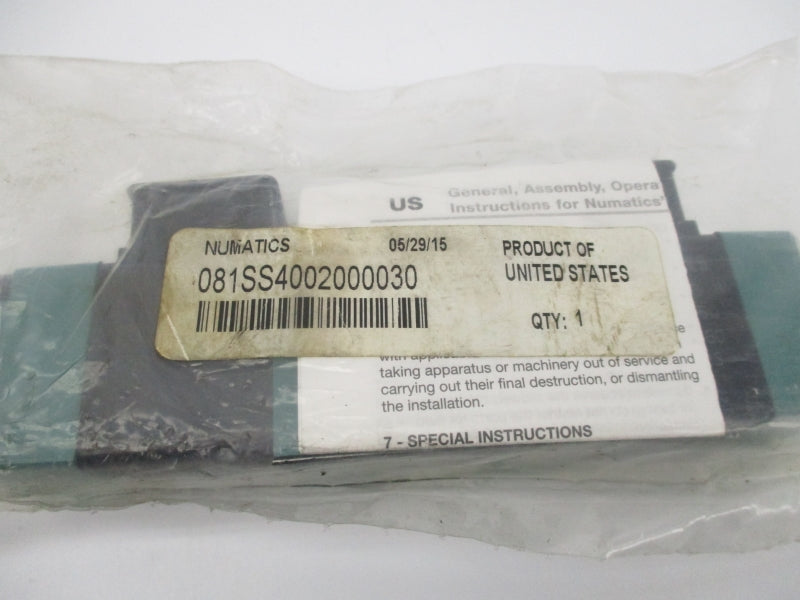 NUMATICS 081SS4002000030 110-120VAC .15A 150PSI -10-115'F NSMP