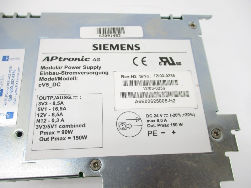SIEMENS A5E02625805-H2 24VDC 8.0A UNMP