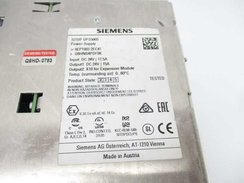 SIEMENS 6EP1933-2EC41 24VDC 17.5A NSNP