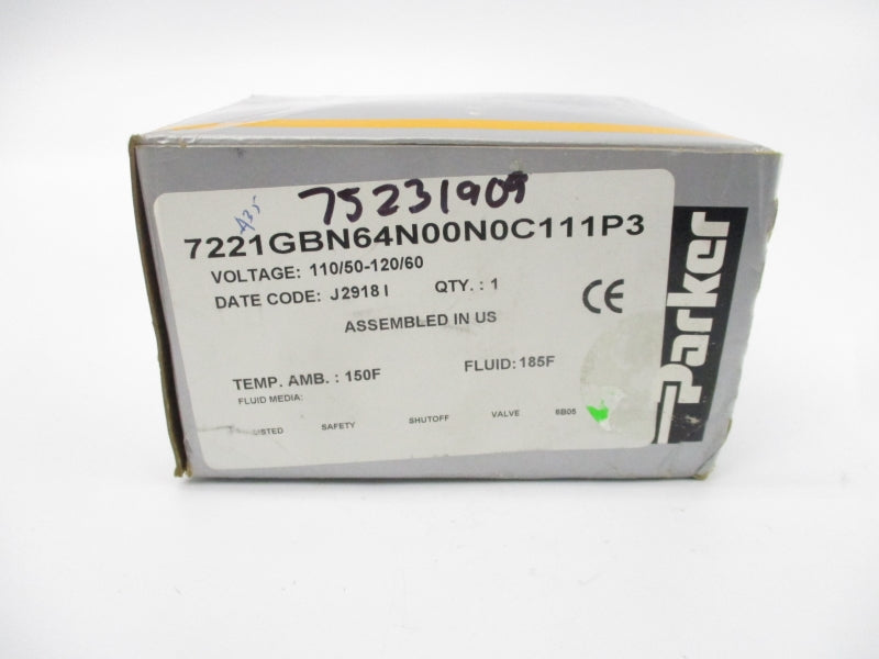 PARKER 7221GBN64N00N0C111P3 110-120V 0-230PSI NSMP