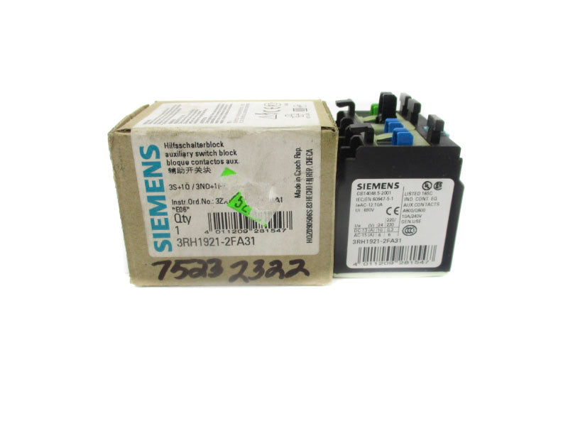 SIEMENS 3RH1921-2FA31 690V 10A NSMP