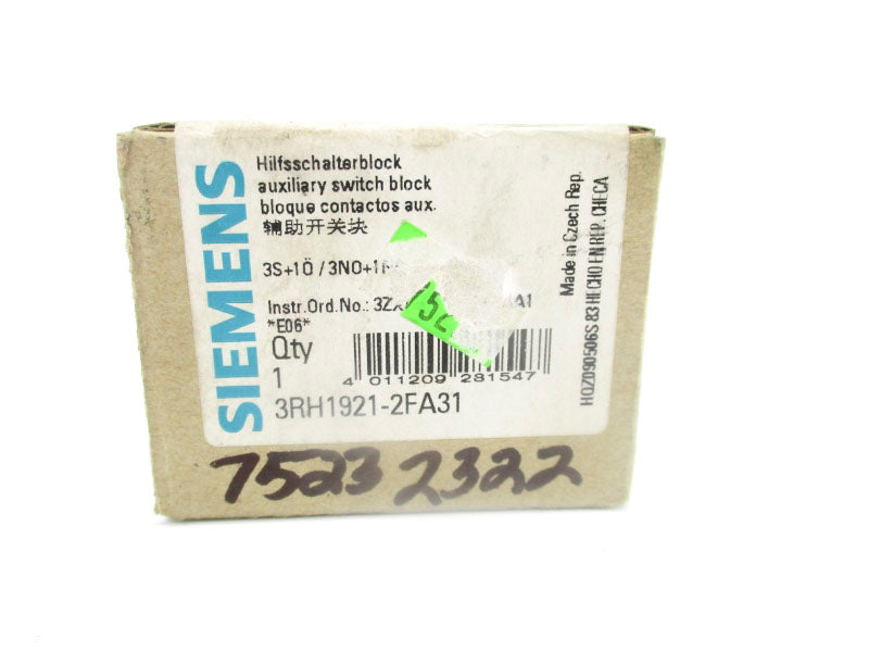 SIEMENS 3RH1921-2FA31 690V 10A NSMP