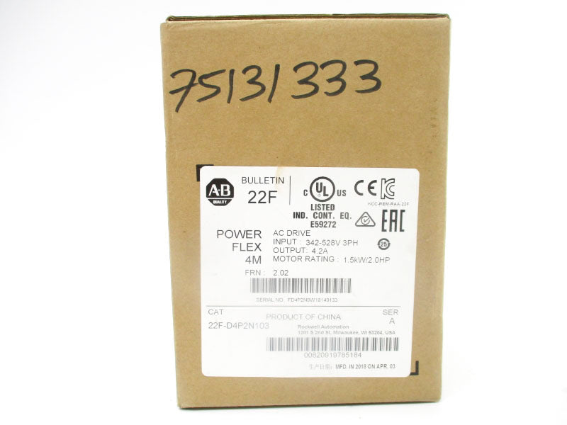 INDUSTRIAL SPARE PART 22F-D4P2N103 SER. A F/W 2.02 342-528VAC 6.0A NSMP