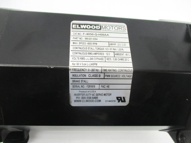 ELWOOD MOTORS F-4050-Q-H00AA 999-001-0394 240V 12.0A UNMP