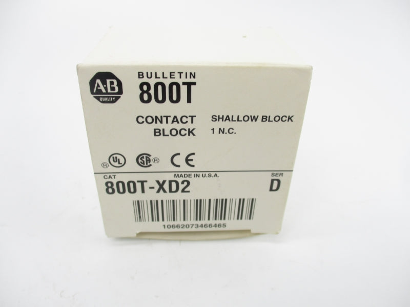 ALLEN BRADLEY 800T-XD2 SER. D 600V (WH) NSMP