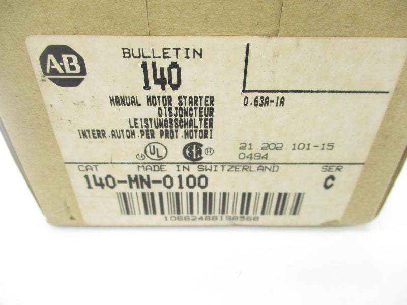ALLEN BRADLEY 140-MN-0100 SER. C 600V 0.63-1.0A (BR/WH) NSMP