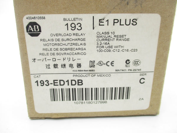ALLEN BRADLEY 193-ED1DB SER. C 600V 3.2-16A (BR/WH) NSMP
