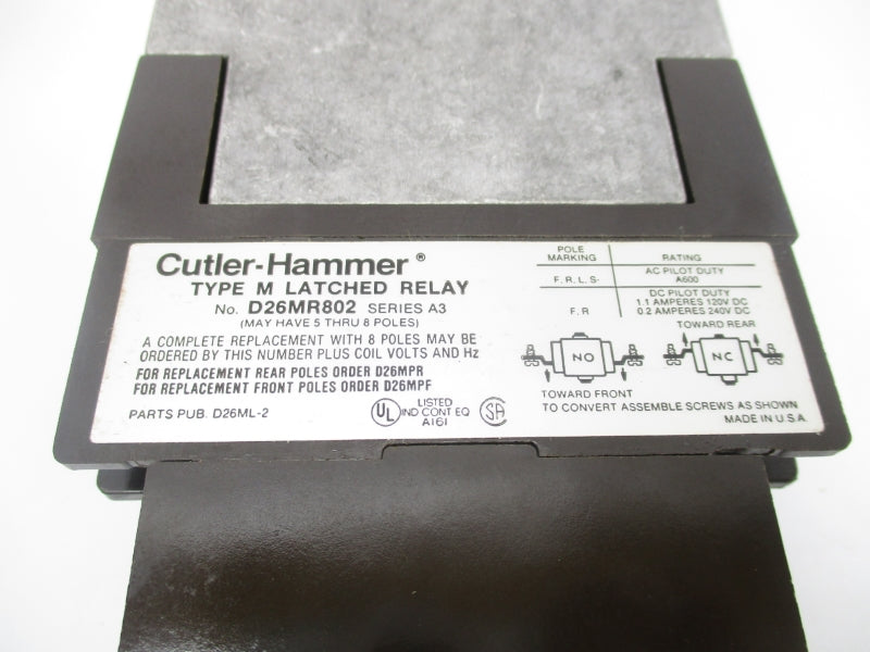 CUTLER HAMMER D26MR802 SER. A3 110-120V 1.1A NSNP
